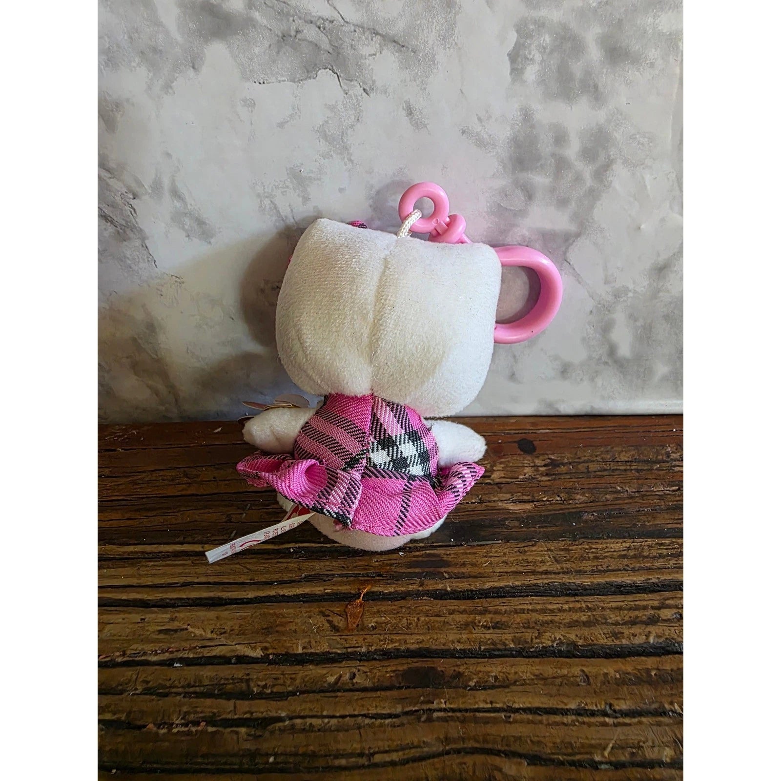 Ty Beanie Babies Hello Kitty Plush Keychain Pink Plaid Dress Clip On Sanrio