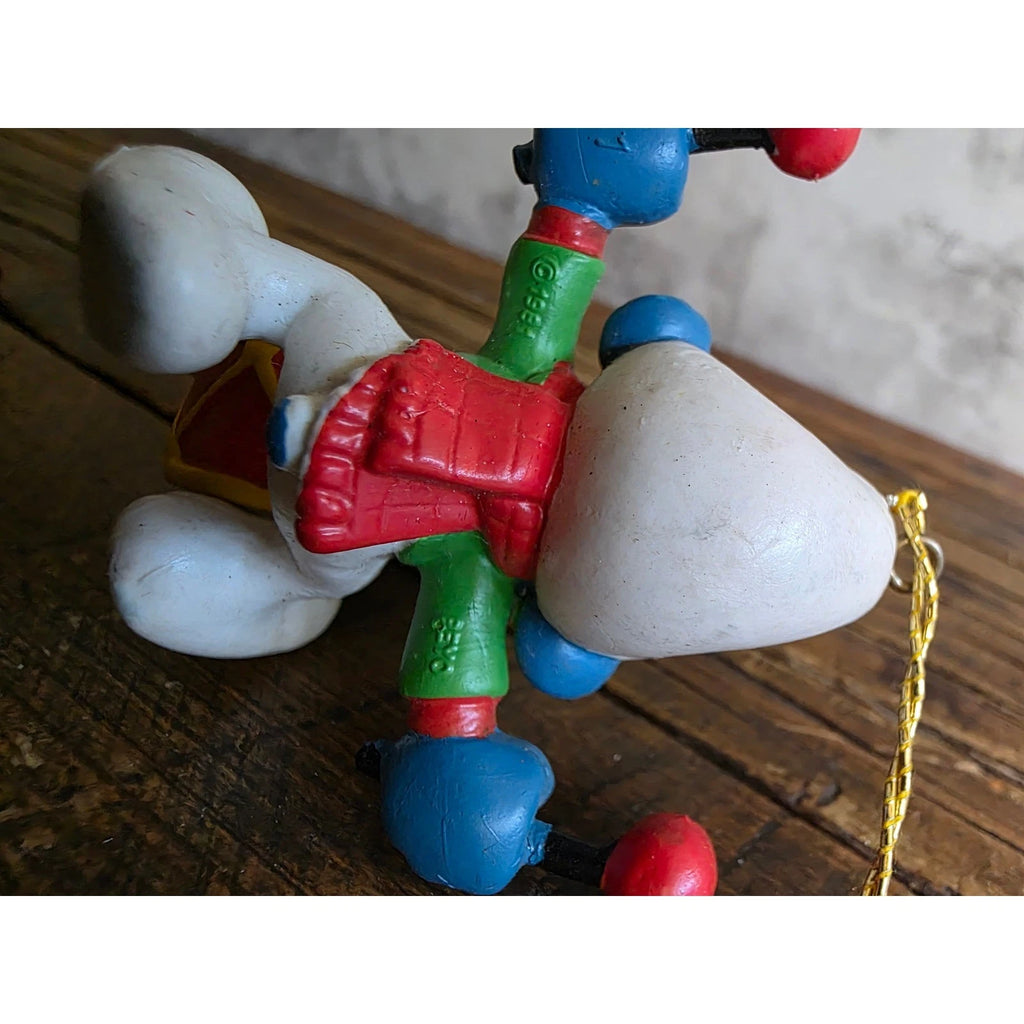 Vintage 1981 Peyo Smurf Drummer Christmas Ornament PVC Figure Drumming Smurf