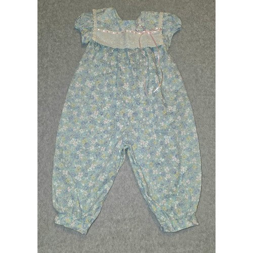 Vintage Floral Romper C.I. Castro & Co. Baby Girl 6 Mo Lace Trim Pink Ribbon